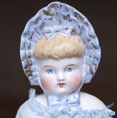 Antique German bisque Blue Bonnet Doll ?hild