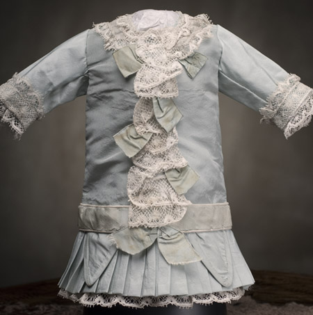 Antique French Aqua Silk Dress 