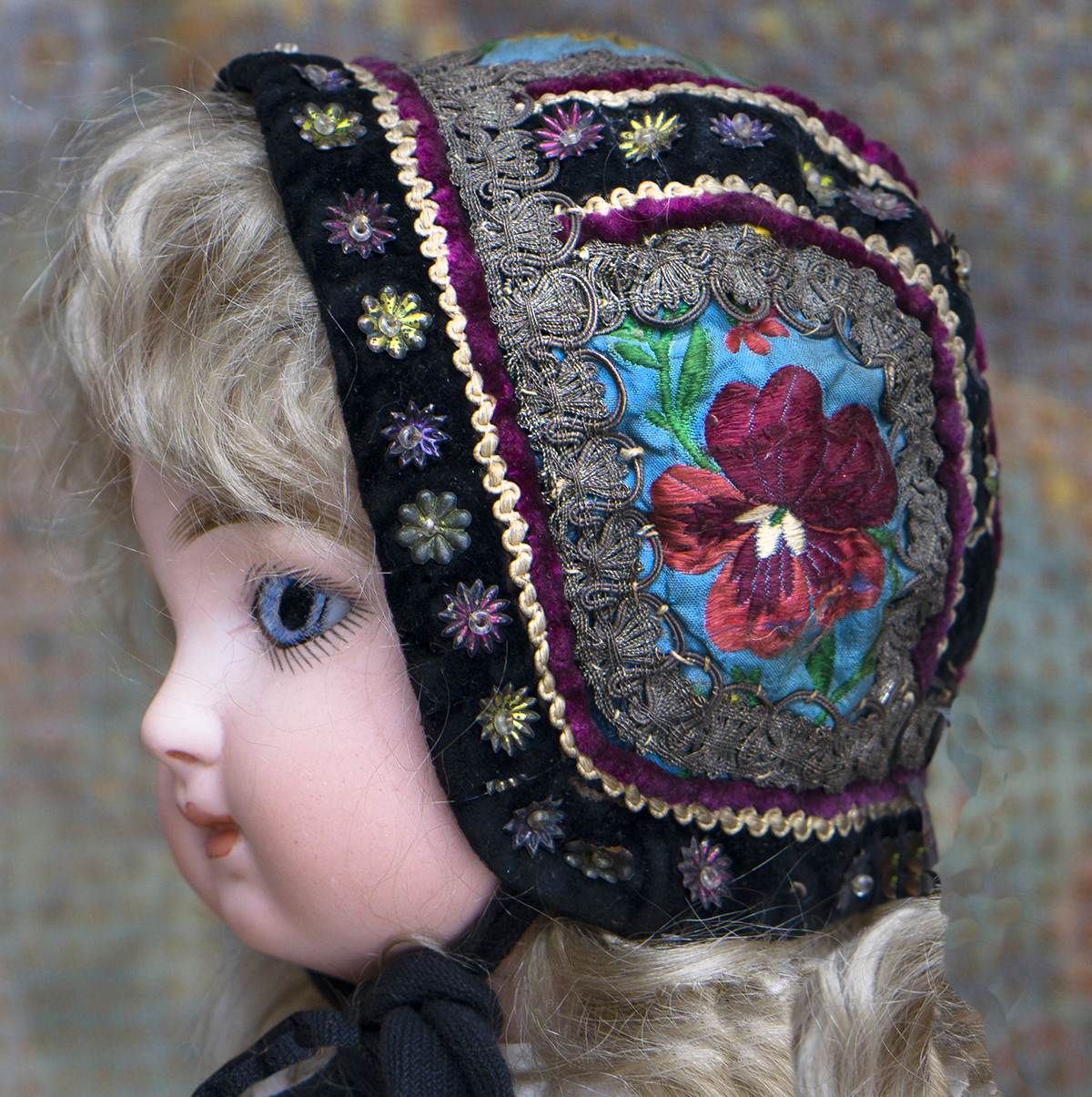 Antique original doll bonnet