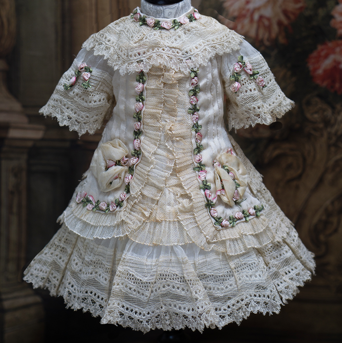 Antique lace dress for doll 15-16