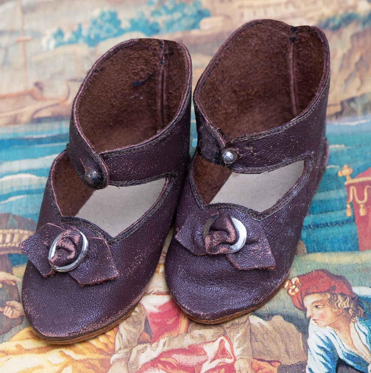 Antique leather french doll shoes 