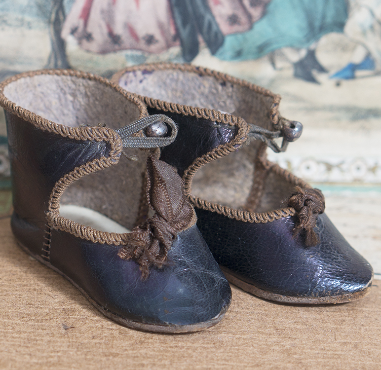 RARE Gorgeous Antique EDEN BEBE Marked Doll Shoes