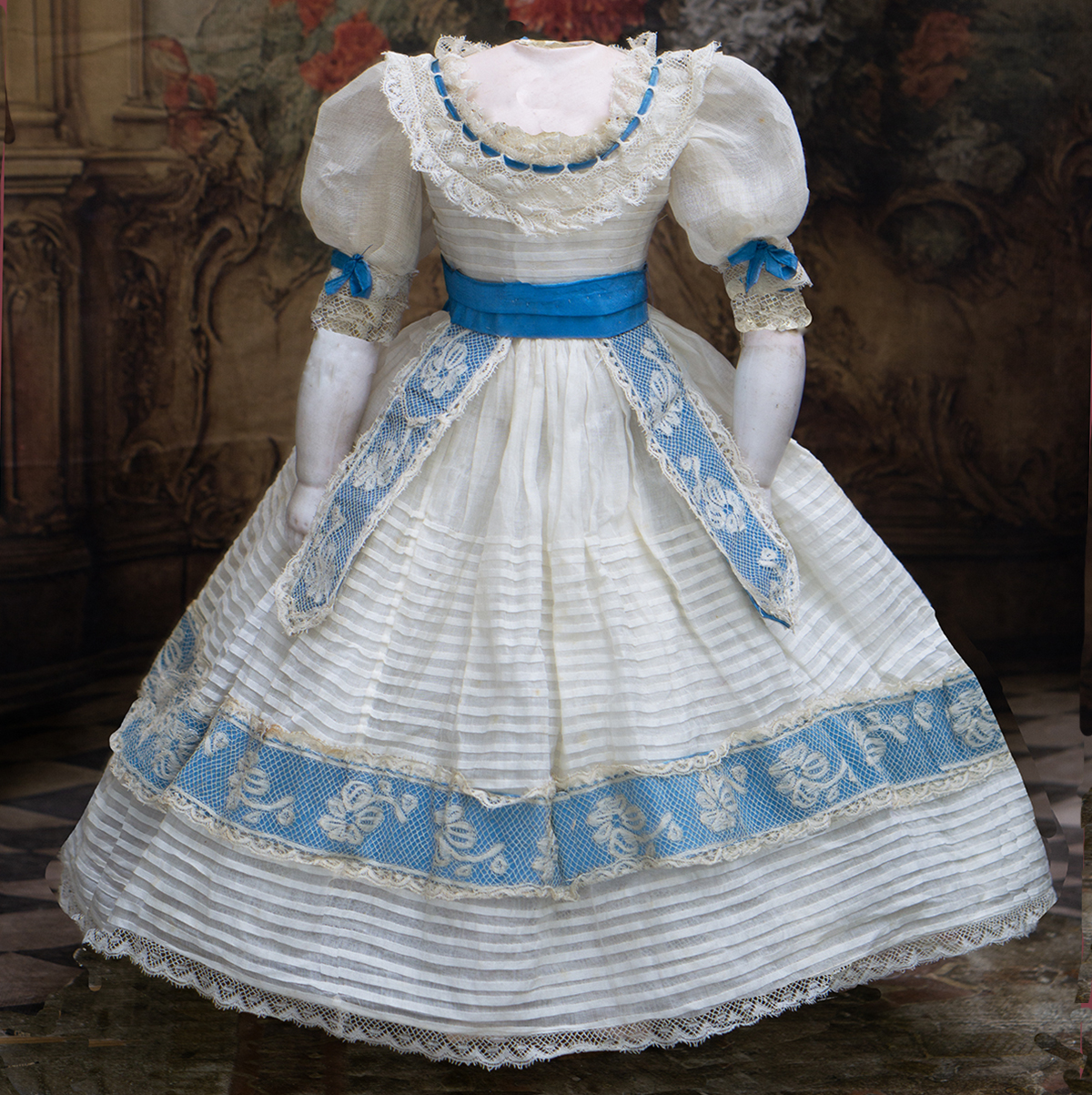 Antique original gown with aqua accentes