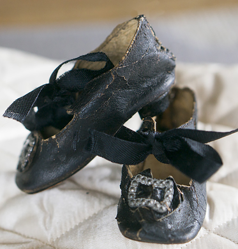 Antique doll shoes with heels