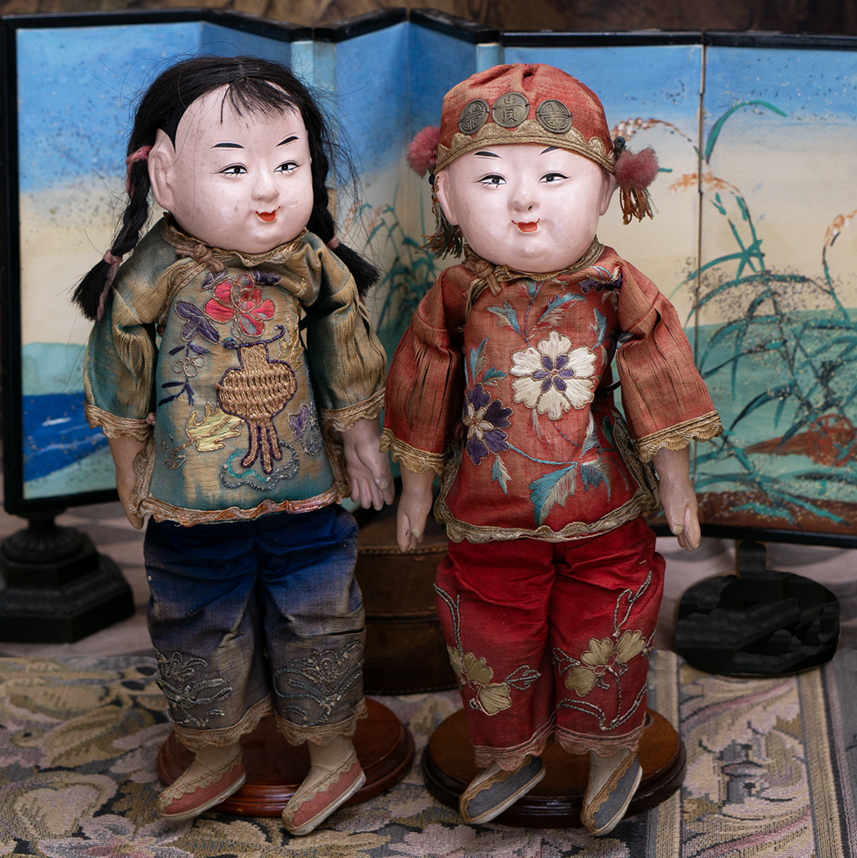 Two Chinese Paper Mache Dolls 