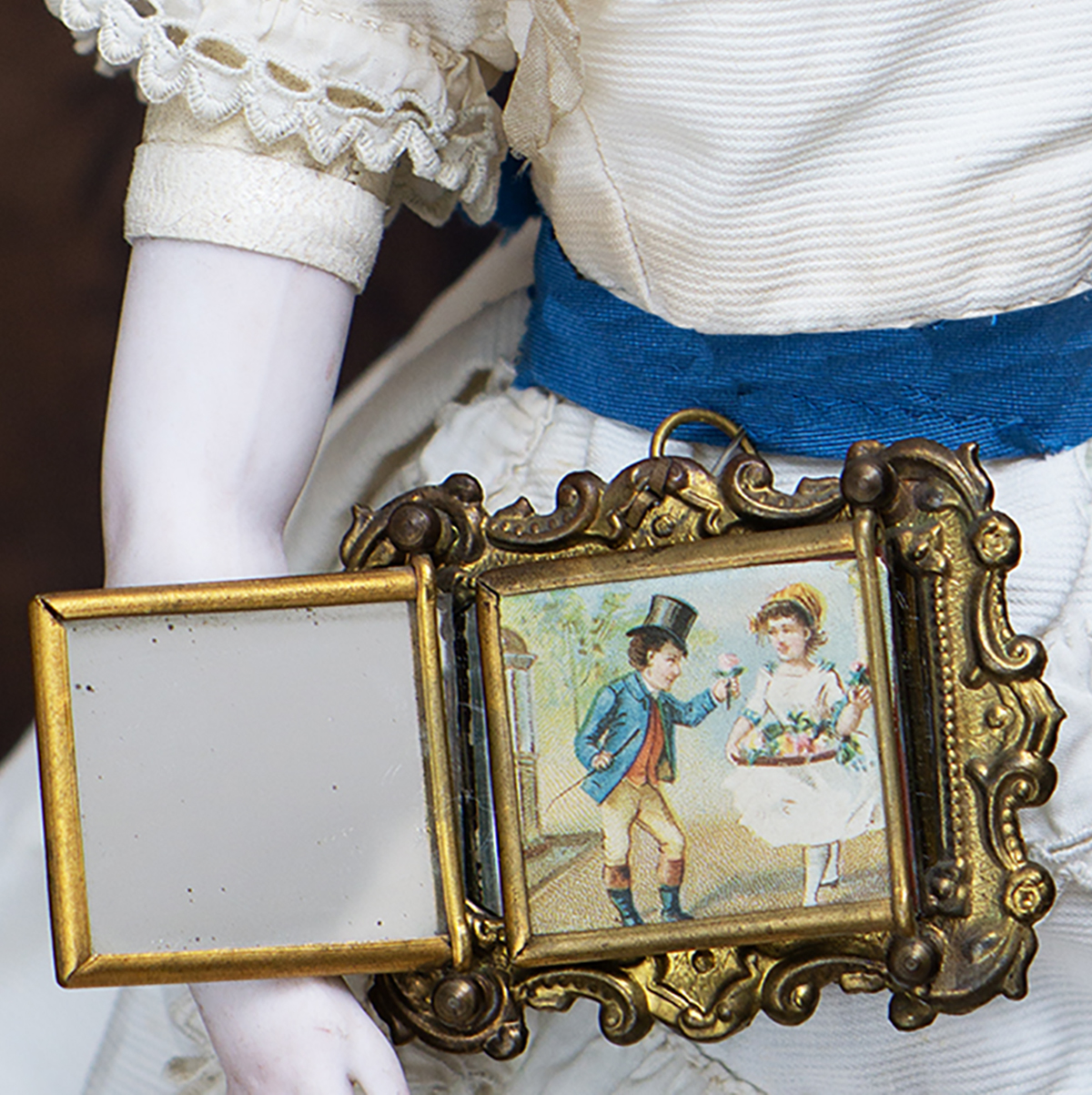Antique German Triptych Mirror