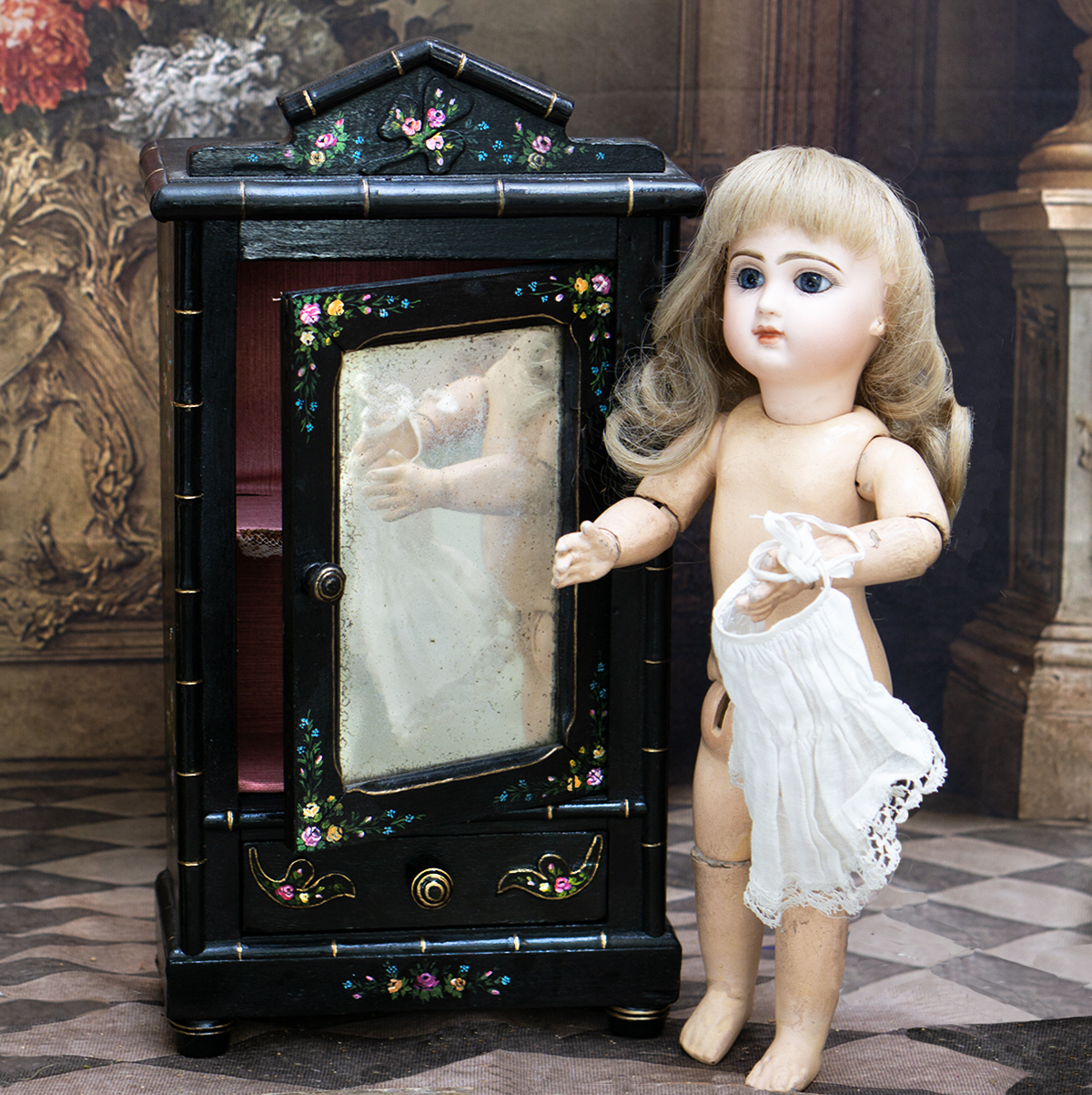 Antique doll armoire 