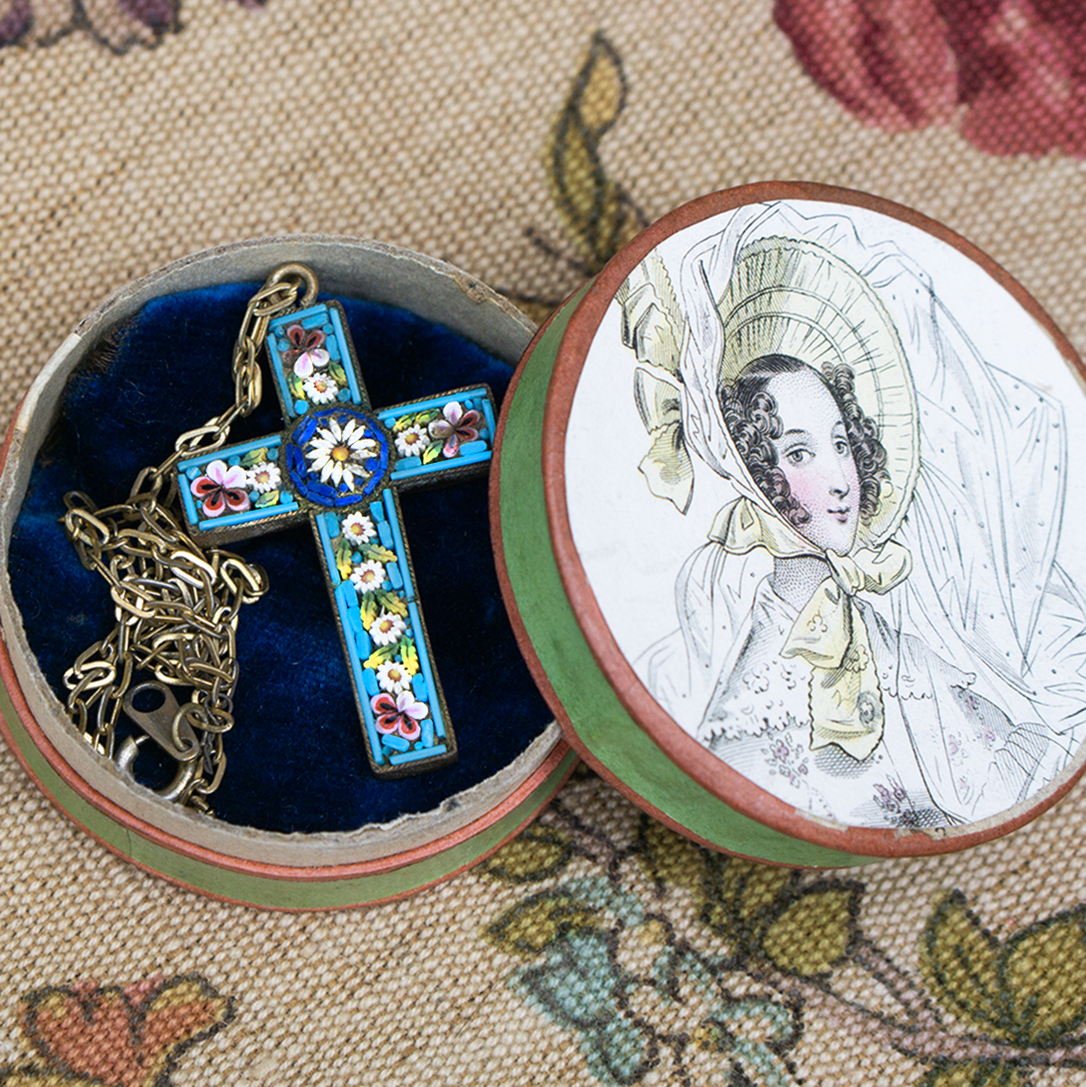 Antique turquoise mosaic cross  