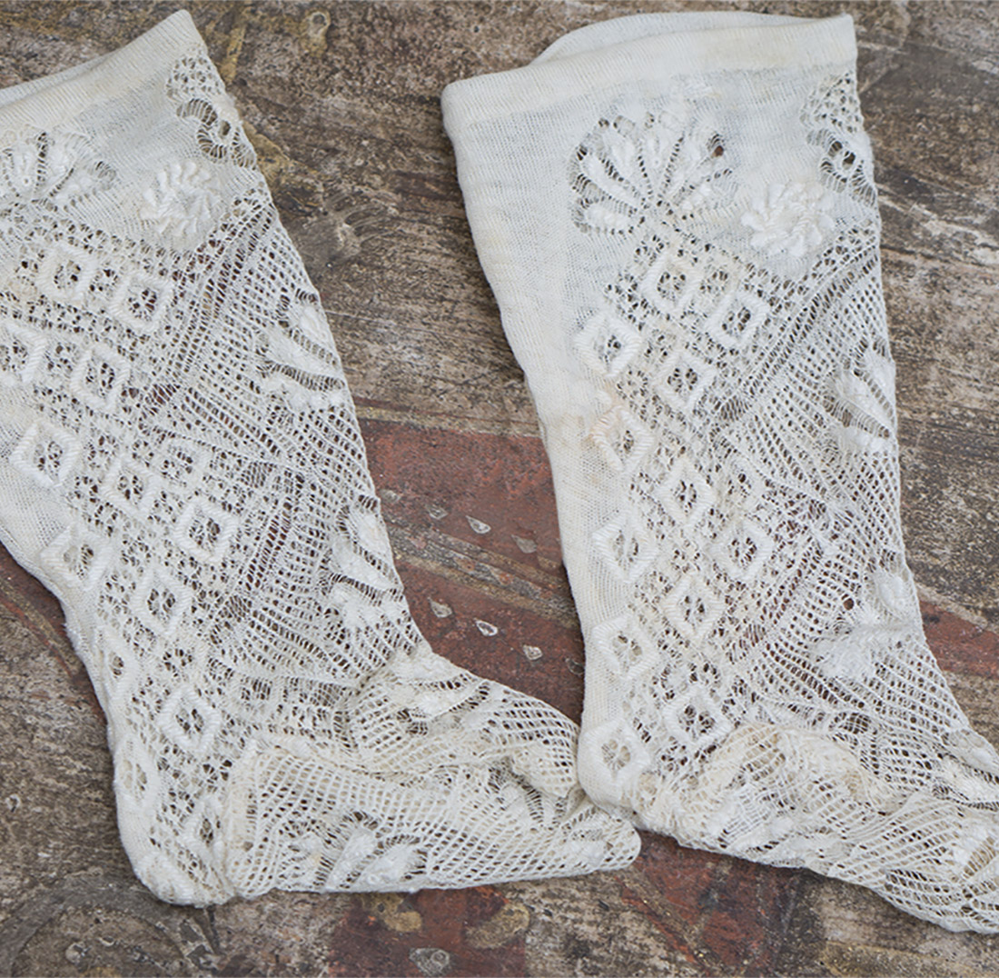 Antique socks for doll 24