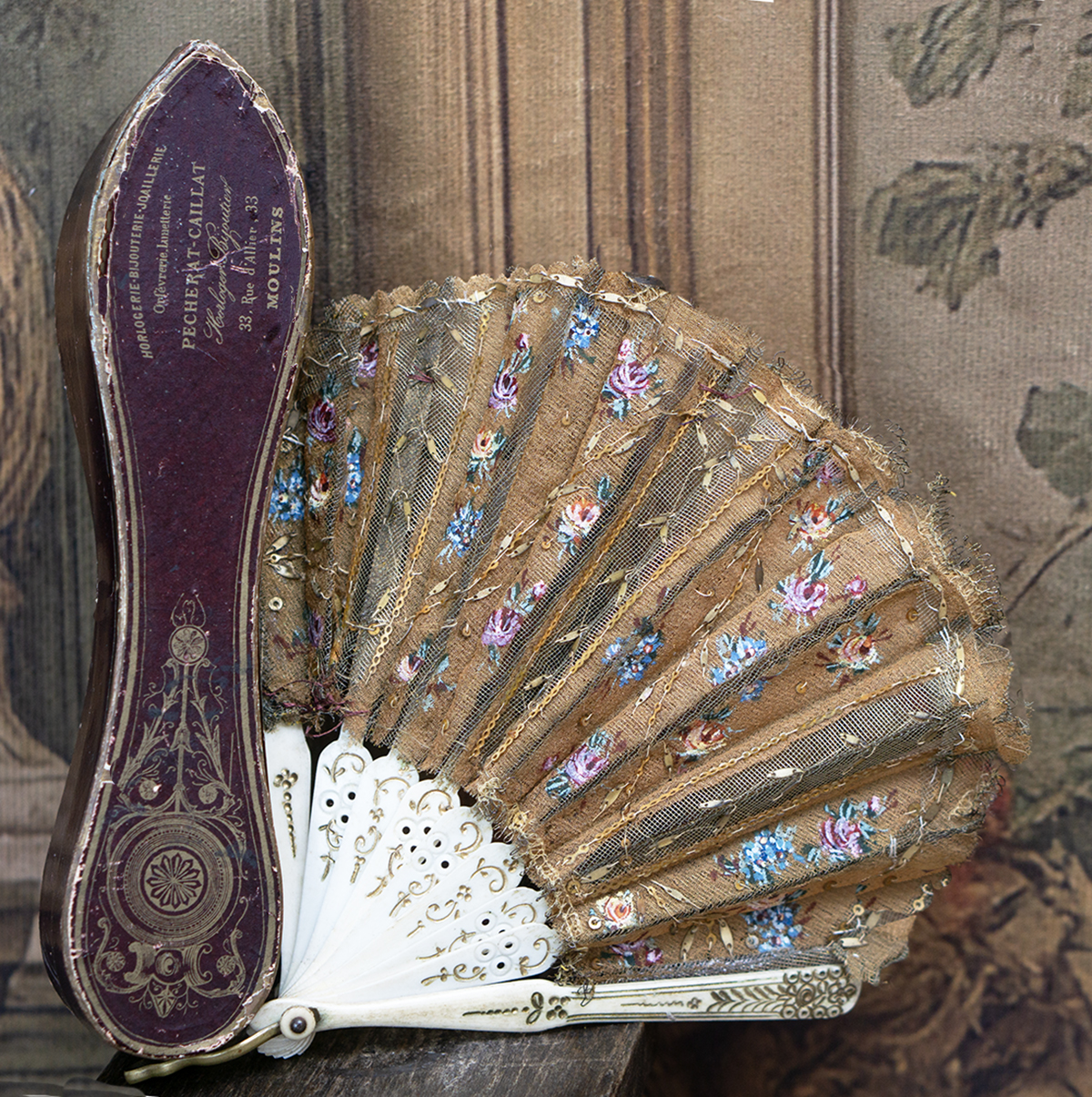 Antique doll fan in the box