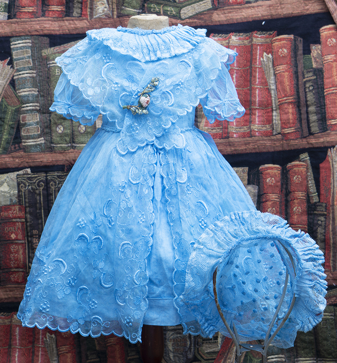 Antique Tulle Lace dress and bonnet