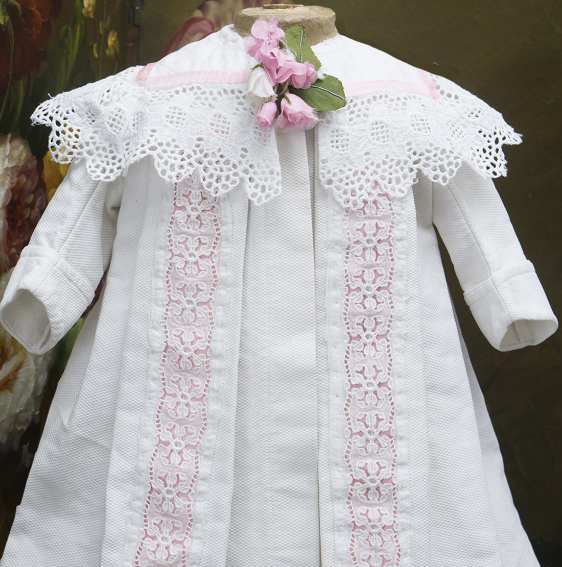  French White Pique Coat for doll 