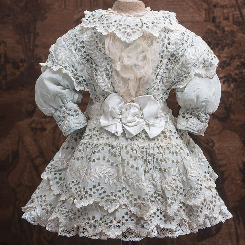 Antique French Original Aqua Silk Dress 