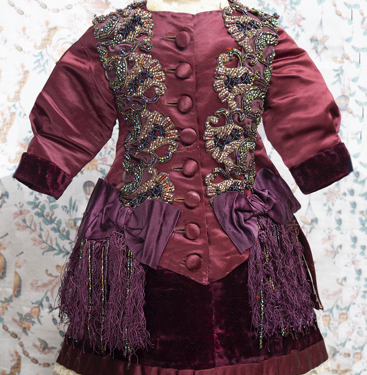 Antique French Burgundy Dress