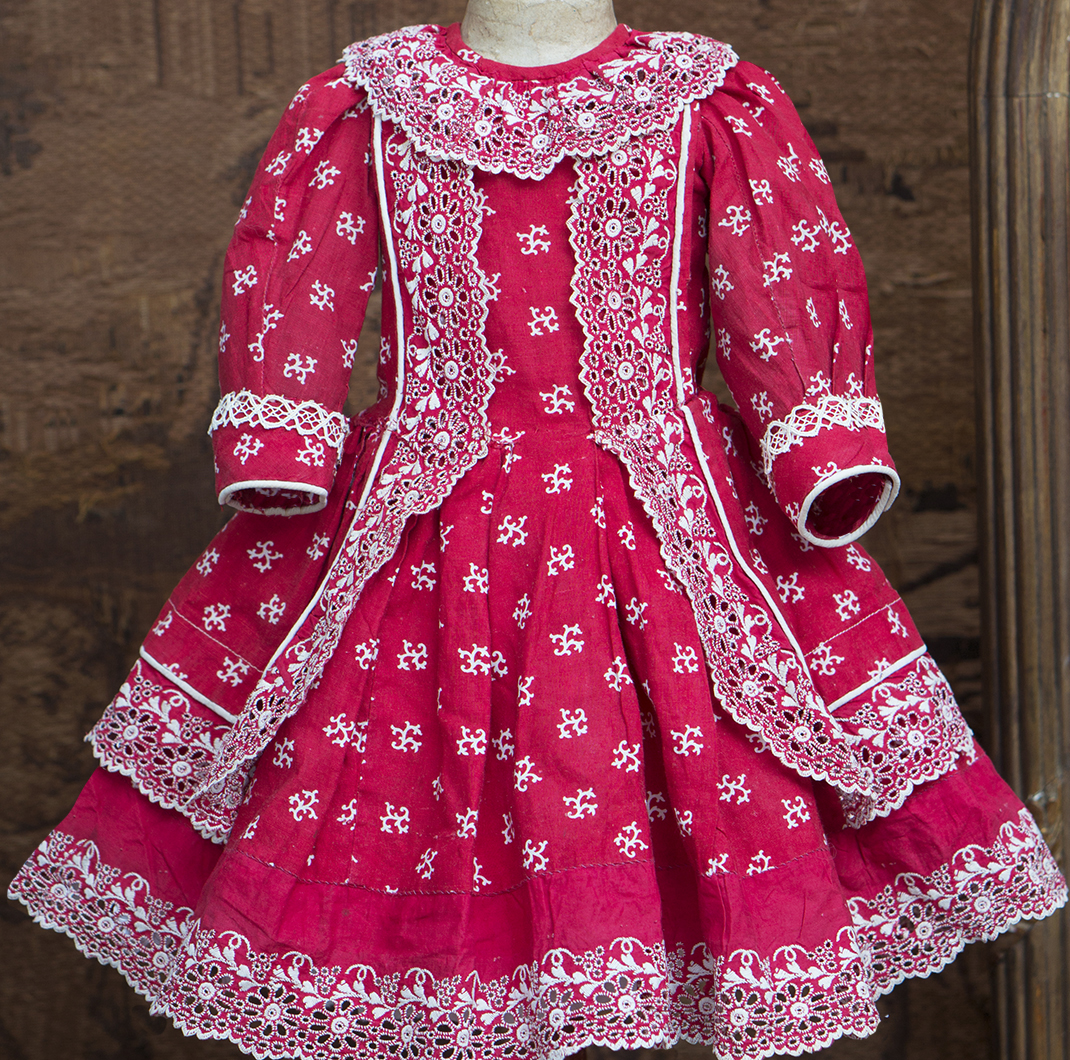 Antique red cotton dress