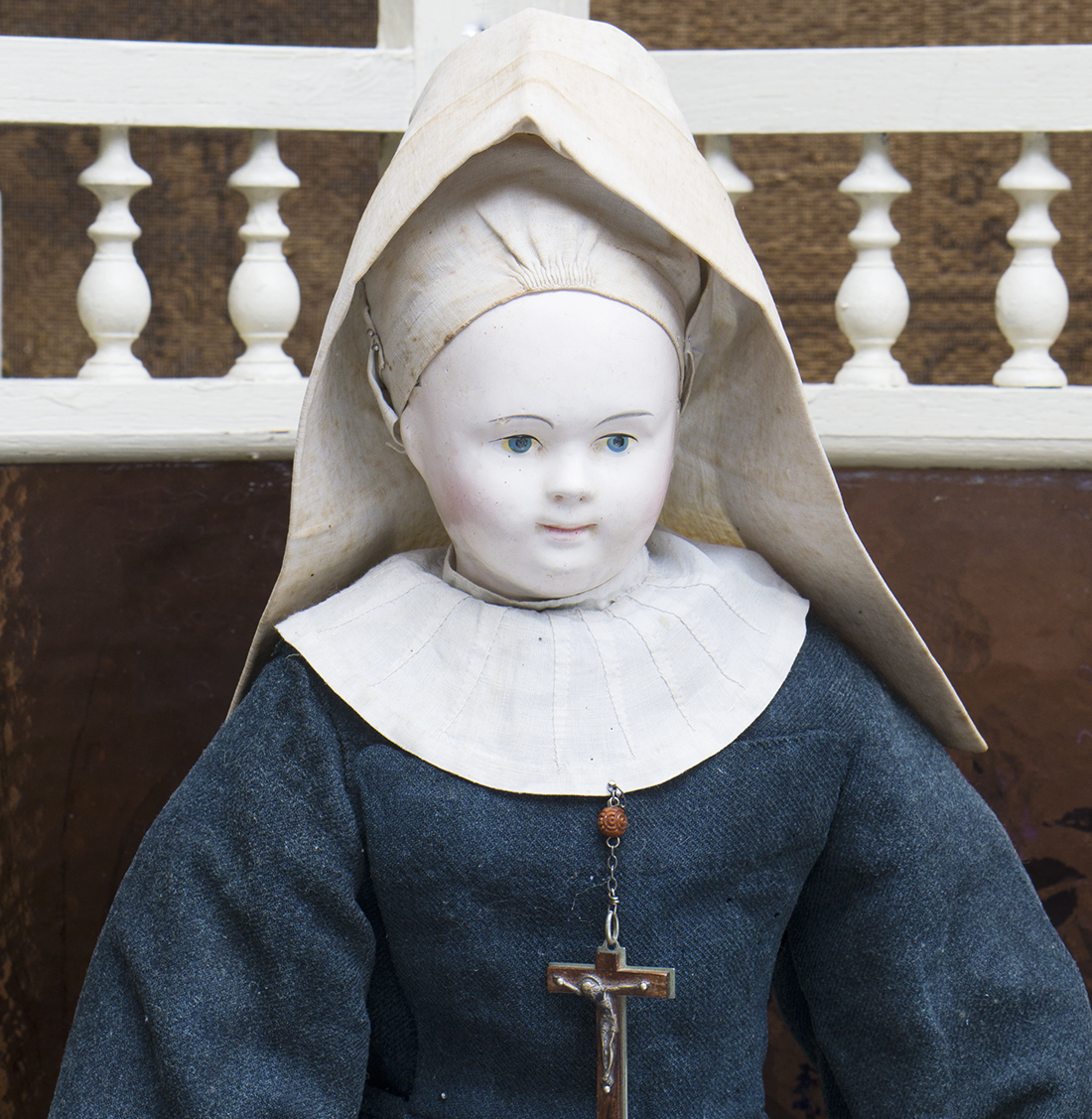 PAPER MACHE LADY IN ORIGINAL NUN'S HABIT