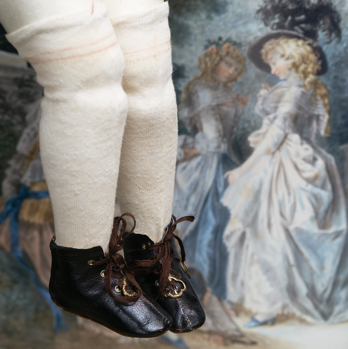 Antique doll shoes and socks 