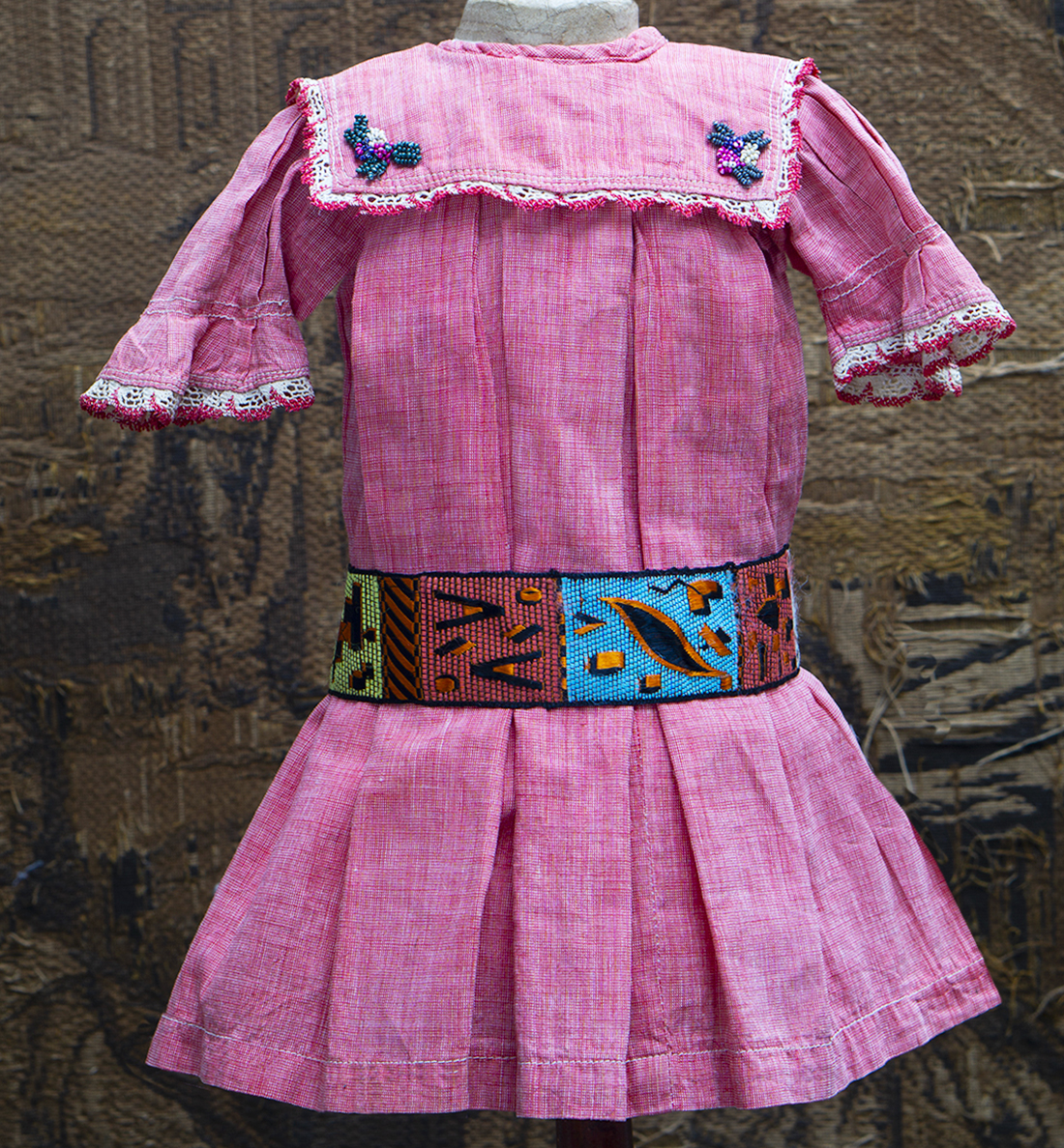 Оригинальное антикварное платье для куклы  bebe 56-61см