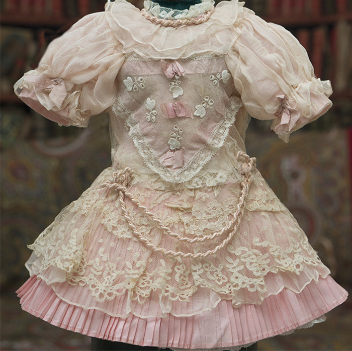 Antique Silk&Lace Dress for doll 