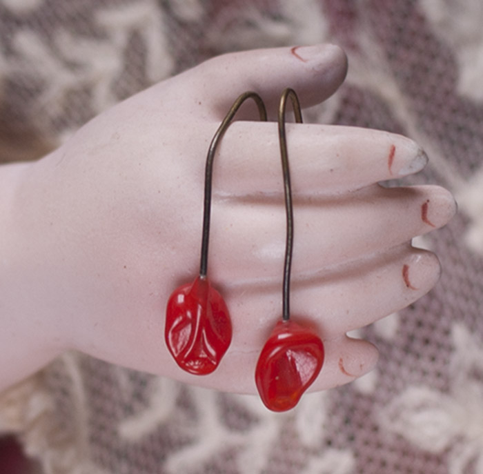 French Red Glass Earrings 9