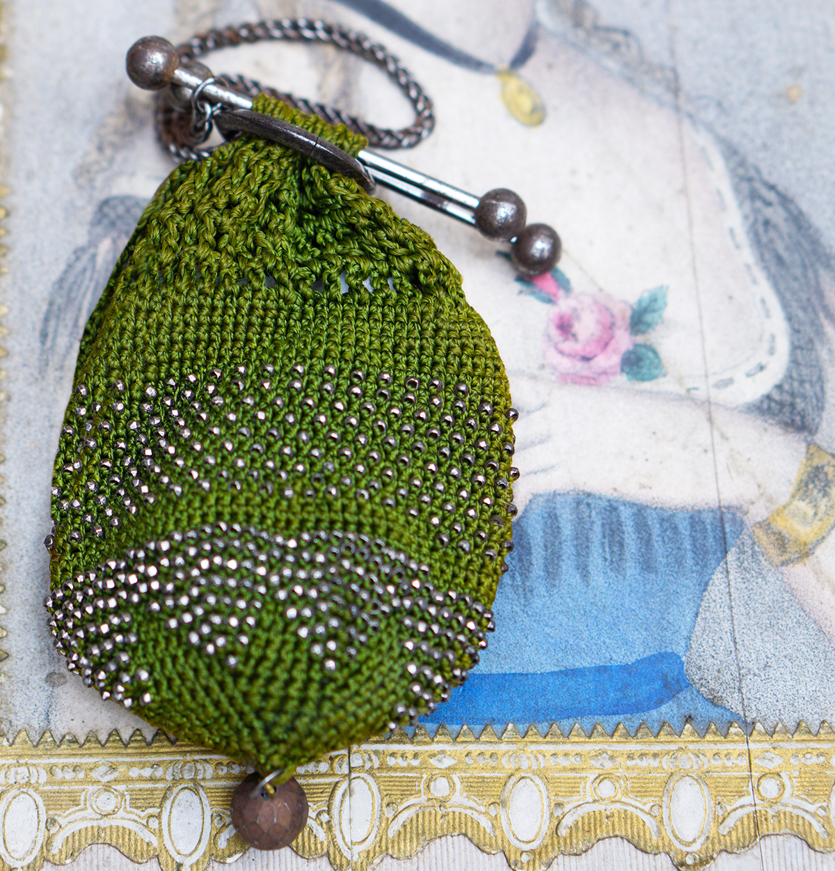 Antique green purse