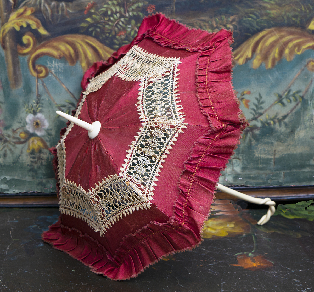 33 см Оригинальный французский шелковый зонтик для куклы