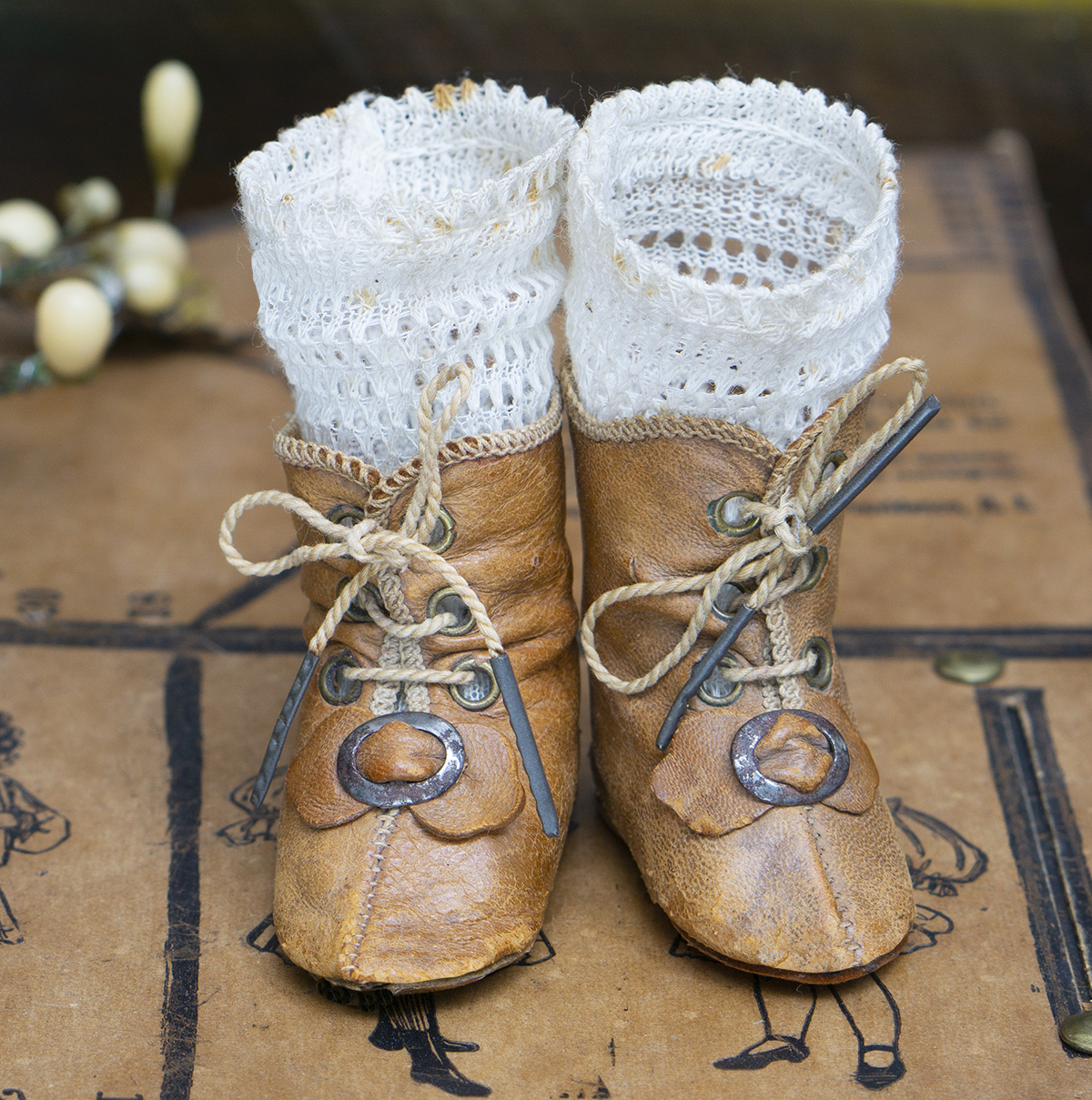 Antique doll shoes and socks