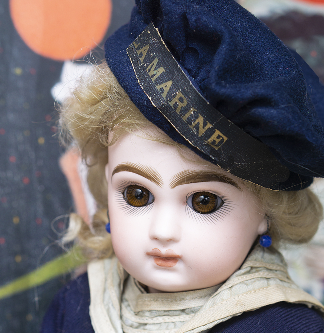 34 см Французская кукла Вebe Jumeau в оригинальном морском костюме, рекламная модель