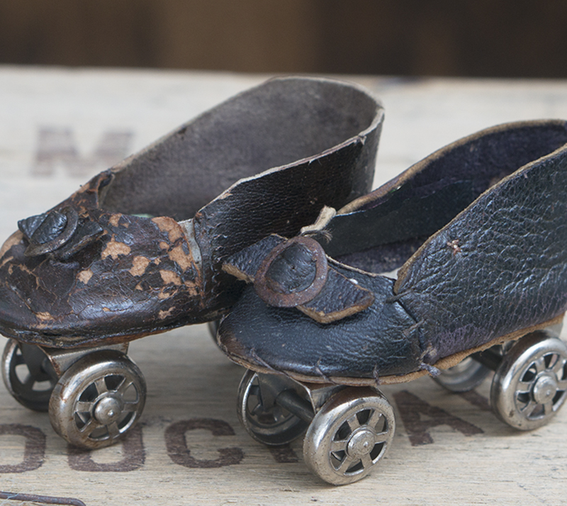 Antique French Doll Roller Skates Shoes